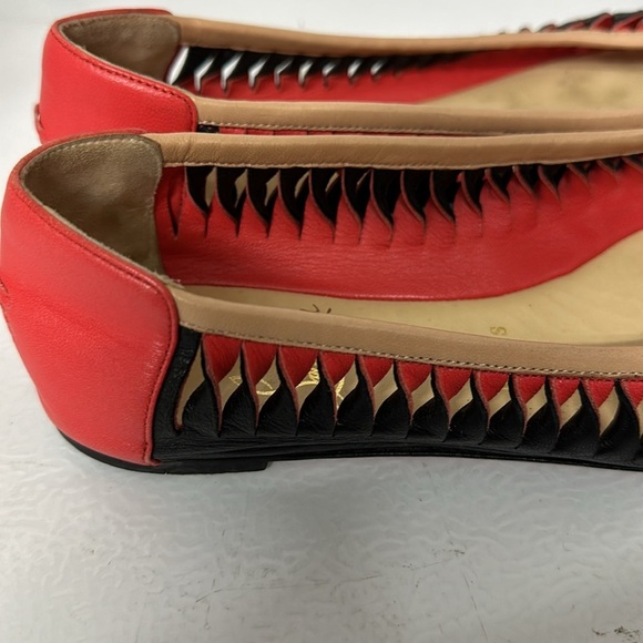 RARE !! BLACK MELON orange pink twist Christian Louboutin flats red bottoms - Picture 4 of 7